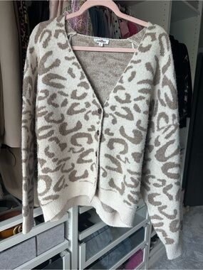 GeeGee Leopard Print Button-Front Cardigan Size L